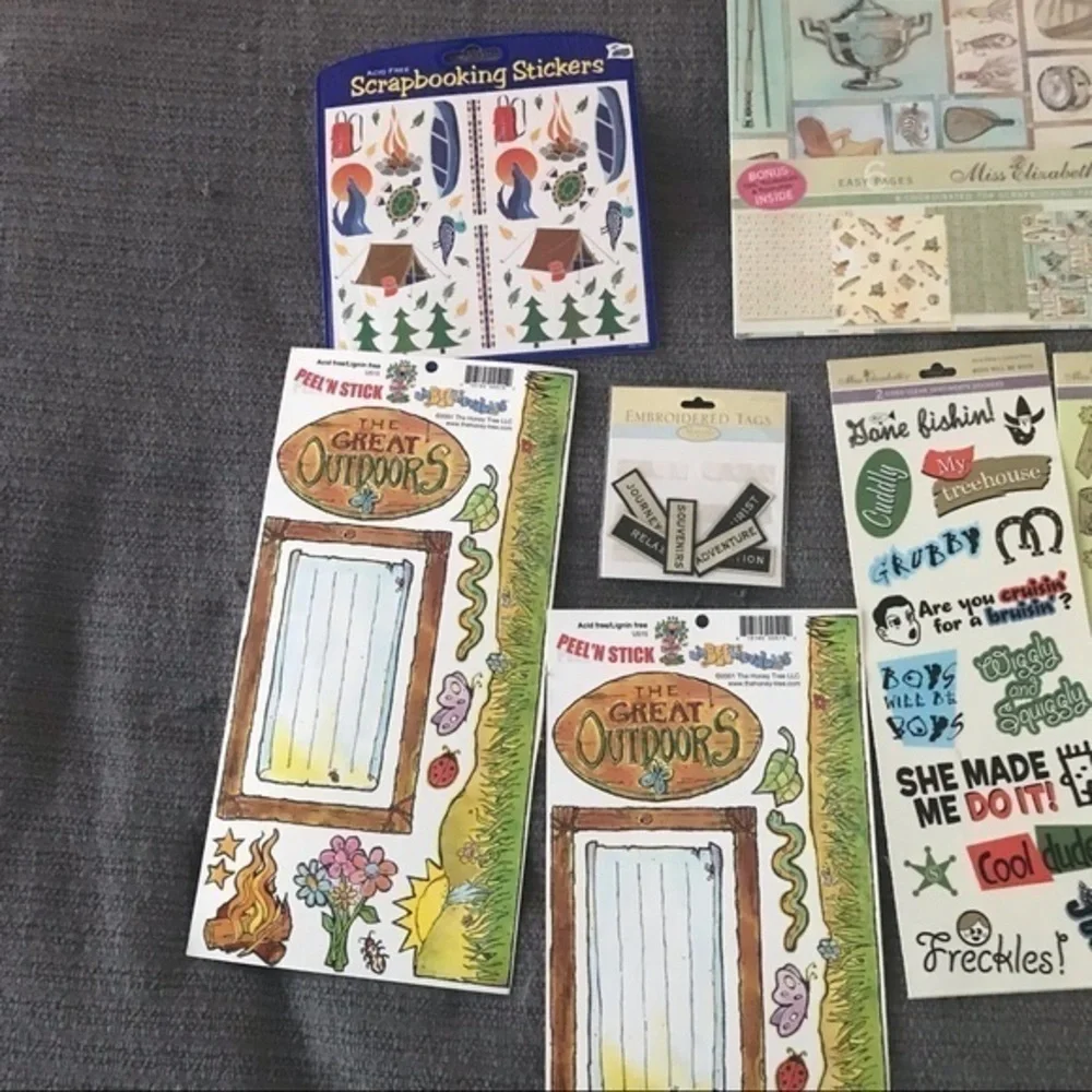 Miss Elizabeth’s Scrapbook Paper & Sticker Bundle. 13 items Adventure theme NWOT